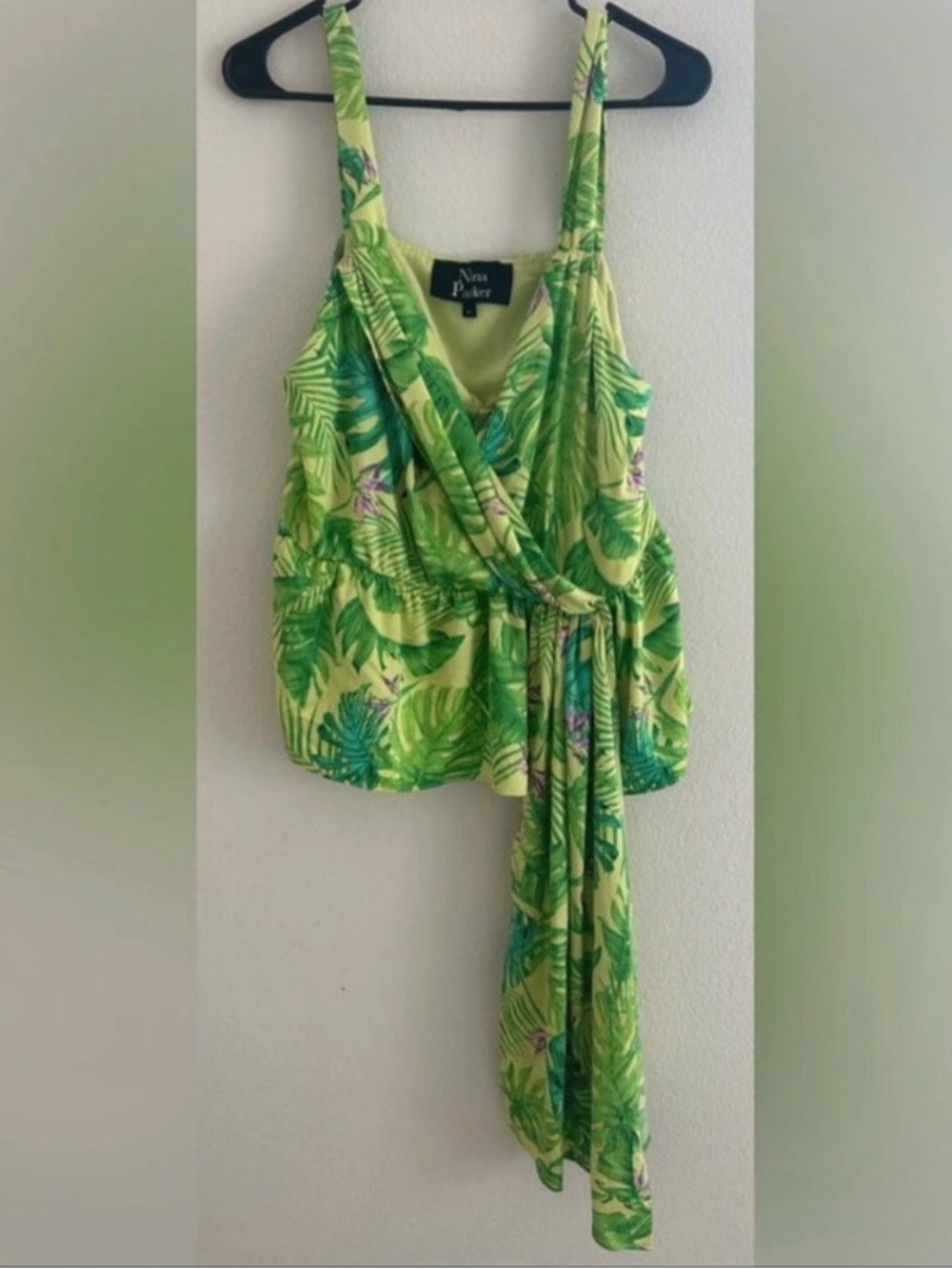 Nina Parker Tropical Lime Green Print Dress 1X